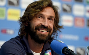 Pirlo at a press conference while playing for the Italian national team