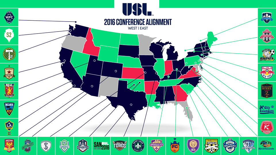 USL Announces 2016 Conference Alignment and Season Format