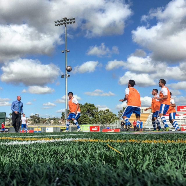 Ziggy warming up his Albion Pros players before the San Diego Derby rematch with NC Battalion (May 2016)