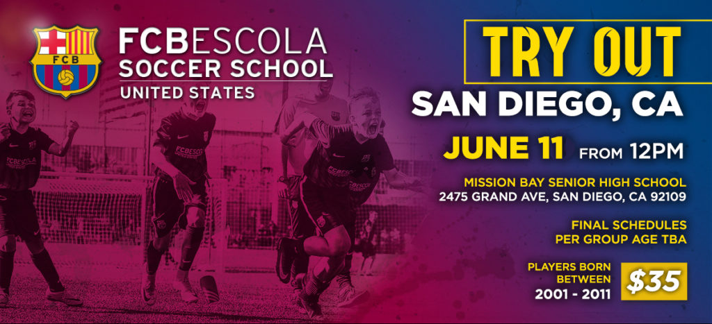 FC Barcelona’s San Diego Escola Program Hosting Tryouts June 11th